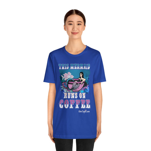 "This Mermaid Runs on Coffee" Fitted T-shirt