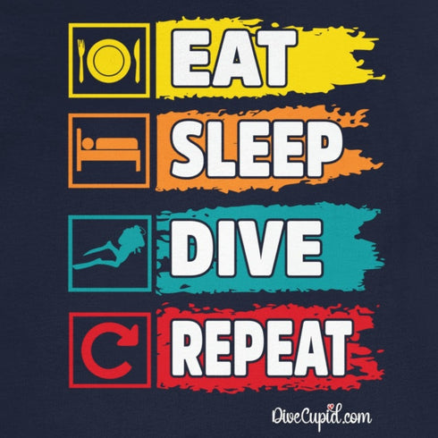 "Eat, Sleep, Dive, Repeat" Fitted T-shirt