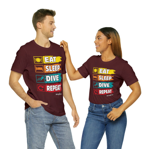 "Eat, Sleep, Dive, Repeat" Fitted T-shirt