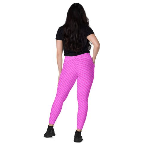Pink Mermaid Rash Guard Pants Leggings With Pockets UPF 50+