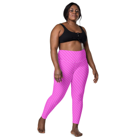 Pink Mermaid Rash Guard Pants Leggings With Pockets UPF 50+