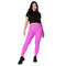 Pink Mermaid Rash Guard Pants Leggings With Pockets UPF 50+