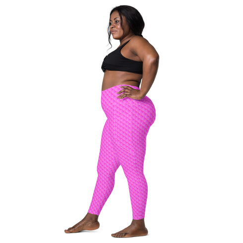 Pink Mermaid Rash Guard Pants Leggings With Pockets UPF 50+