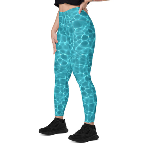 Aqua Waters Rash Guard Pants Leggings With Pockets UPF 50+