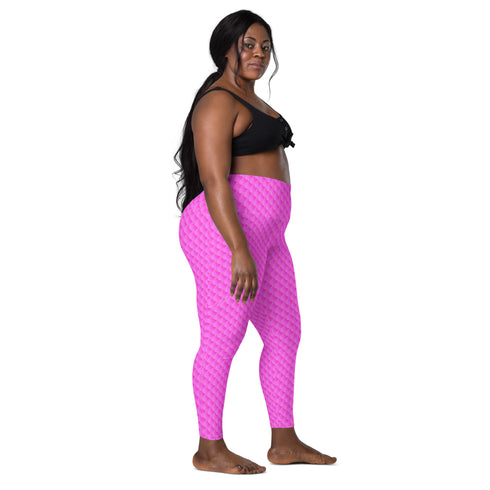 Pink Mermaid Rash Guard Pants Leggings With Pockets UPF 50+