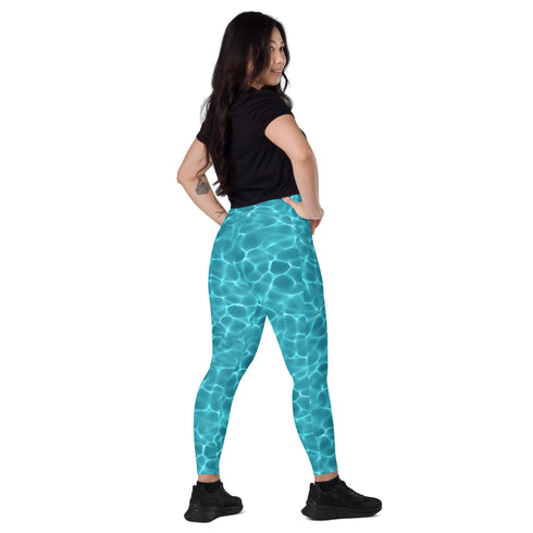 Aqua Waters Rash Guard Pants Leggings With Pockets UPF 50+