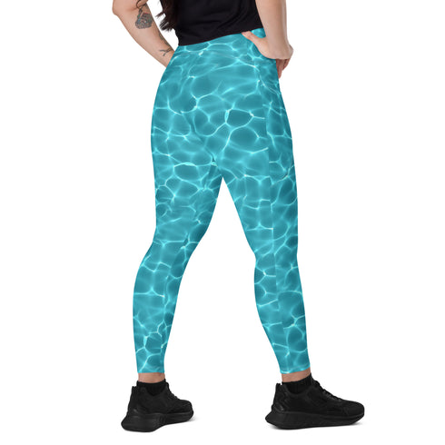 Aqua Waters Rash Guard Pants Leggings With Pockets UPF 50+