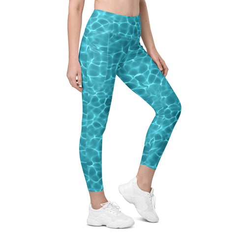 Aqua Waters Rash Guard Pants Leggings With Pockets UPF 50+