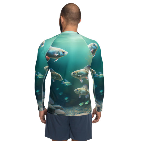 Men's School of Fish Athletic Fit Premium Rash Guard UPF 50+