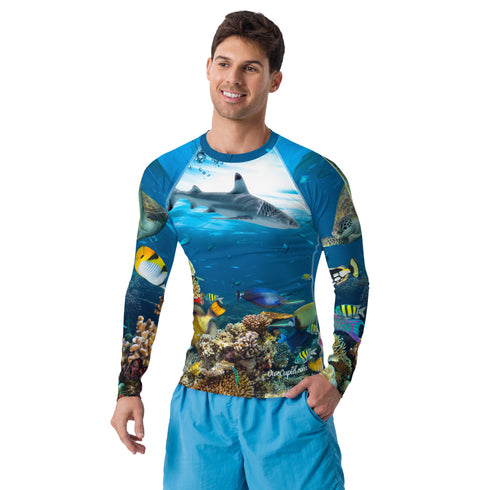 Men's Shark Reef Athletic Fit Premium Rash Guard UPF 50+