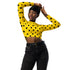 Yellow Polka Dot Recycled Long Sleeve Crop Swim Top Rash Guard UPF 50+