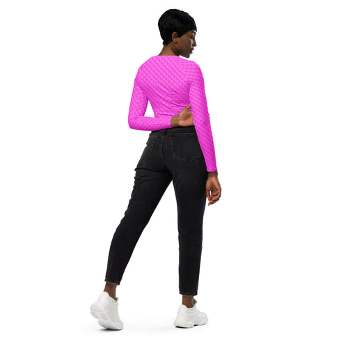 Pink Mermaid Recycled Long Sleeve Crop Swim Top Rash Guard UPF 50+