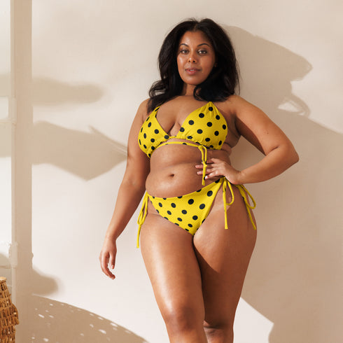 Yellow Polka Dot Recycled String Bikini