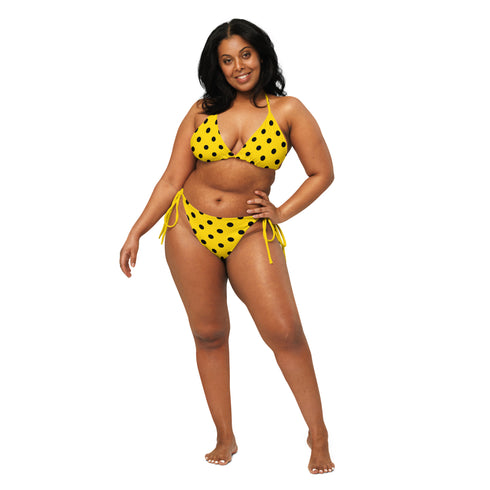 Yellow Polka Dot Recycled String Bikini