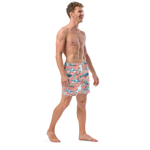 Salmon Sharks Recycled Swim Trunks UPF 50+