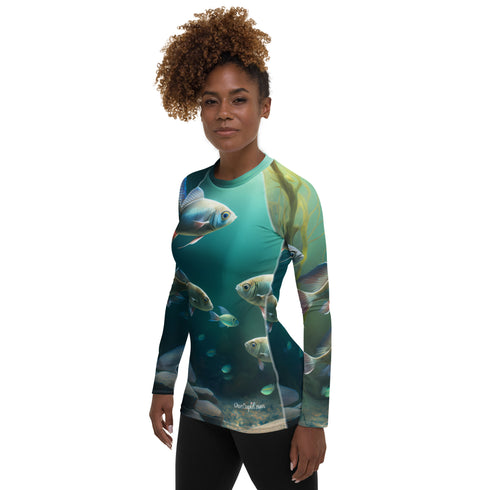 Women's School of Fish Rash Guard UPF 50+