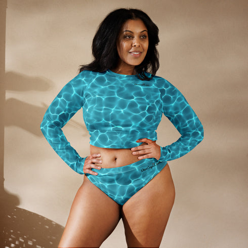Aqua Waters Recycled High-waisted Bikini Bottom