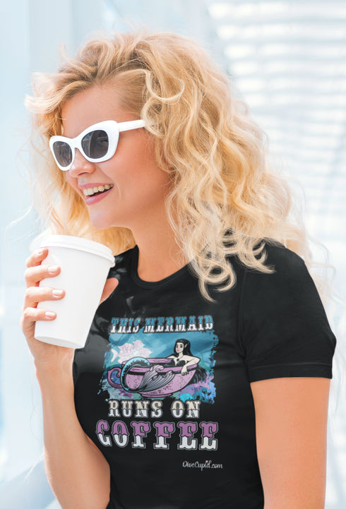 "This Mermaid Runs on Coffee" Relaxed Fit T-shirt