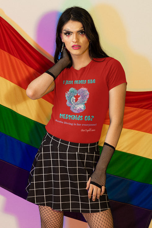"I just really like mermaids" Fitted Pride T-shirt