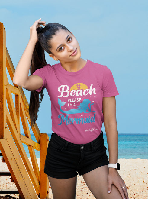 "Beach Please I'm a Mermaid" Relaxed Fit T-shirt
