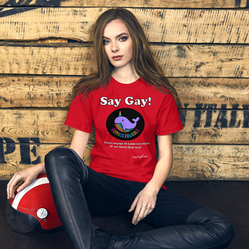 "Say Gay! Homosexuwhale" Fitted Pride T-shirt