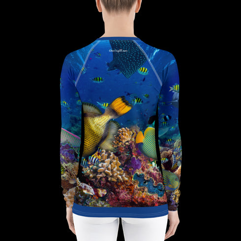 Women's Coral Reef Form Fitting Premium Rash Guard UPF 50+