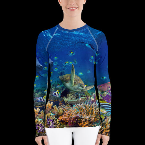 Women's Coral Reef Form Fitting Premium Rash Guard UPF 50+